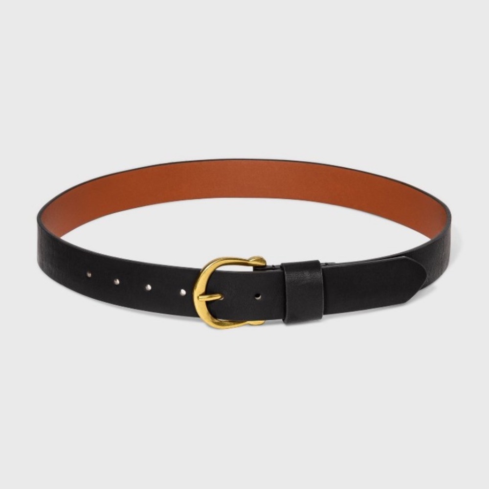 Universal Thread women’s solid horseshoe belt size large black gold